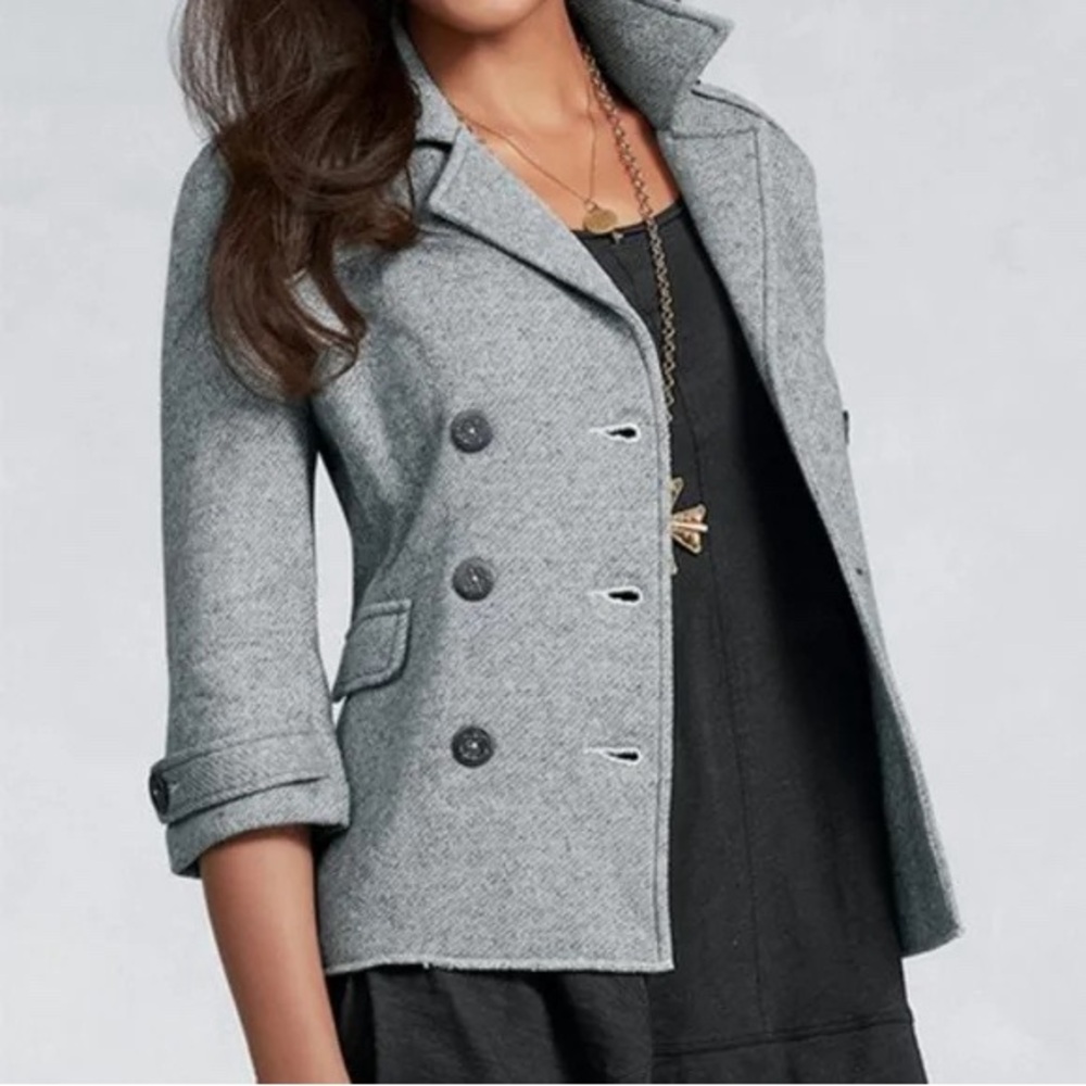 CAbi Knit Shrunken Peacoat - Heather Gray